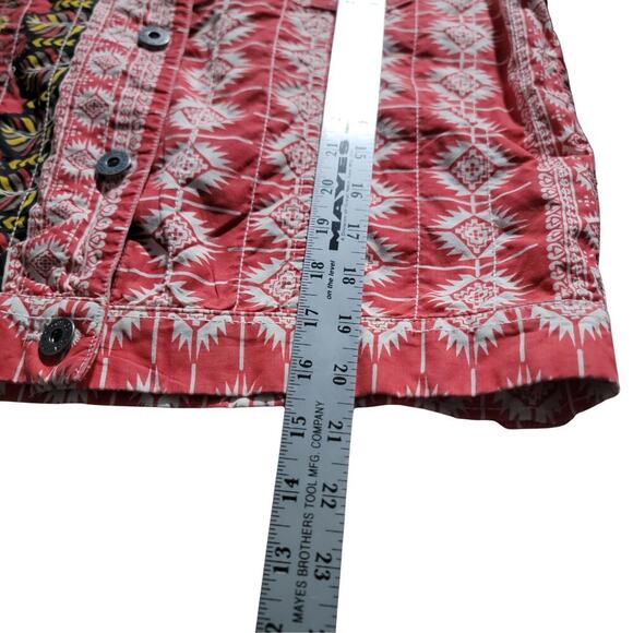GRAMICCI Jaime Arizona Orange Aztec Printed Cropped Button Up Jacket Womens L - Picture 15 of 16